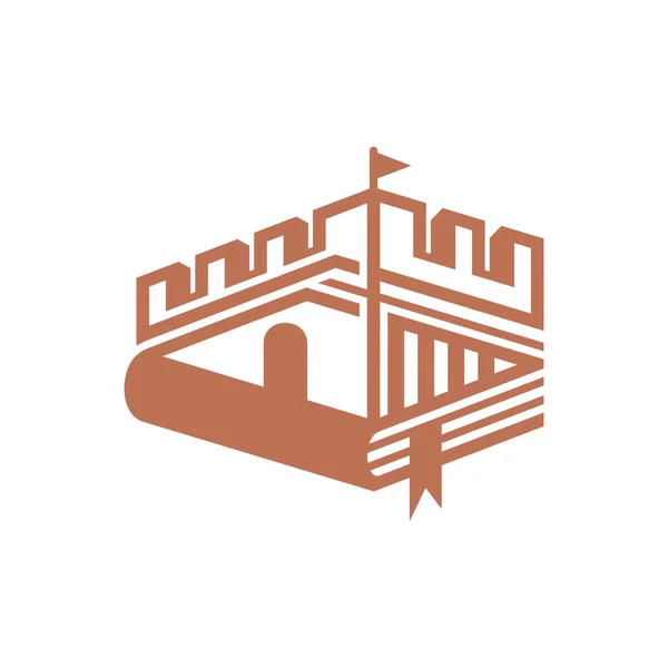 Castle Book Line Logotyp Design — Stock vektor