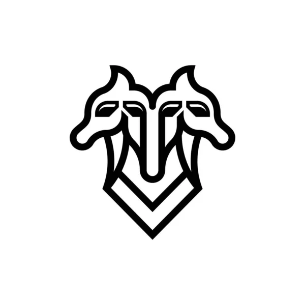 Trzy Głowy Konia Kreatywny Projekt Logo — Wektor stockowy
