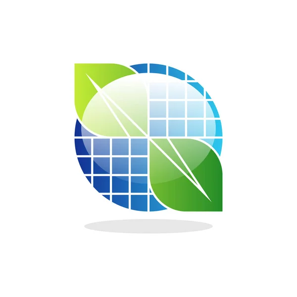 Solar Leaf Creative Logo Dizájn — Stock Vector