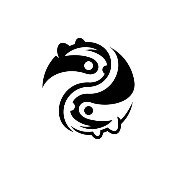 Animal Badger Yin Yang Logo Design — Stockový vektor
