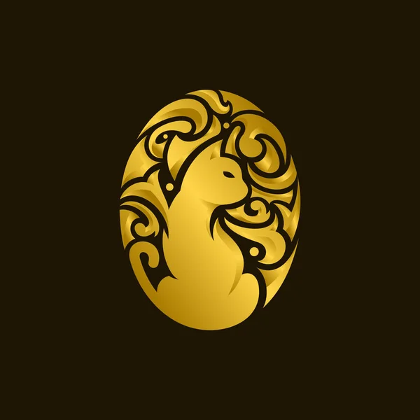 Design Logotipo Criativo Ornamento Gato — Vetor de Stock