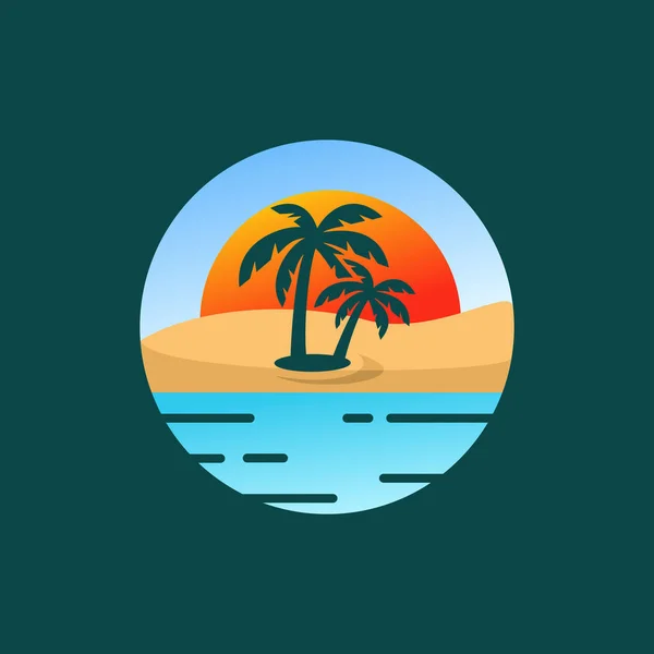 Ada Tatil Vektör Logosu Tasarımı — Stok Vektör