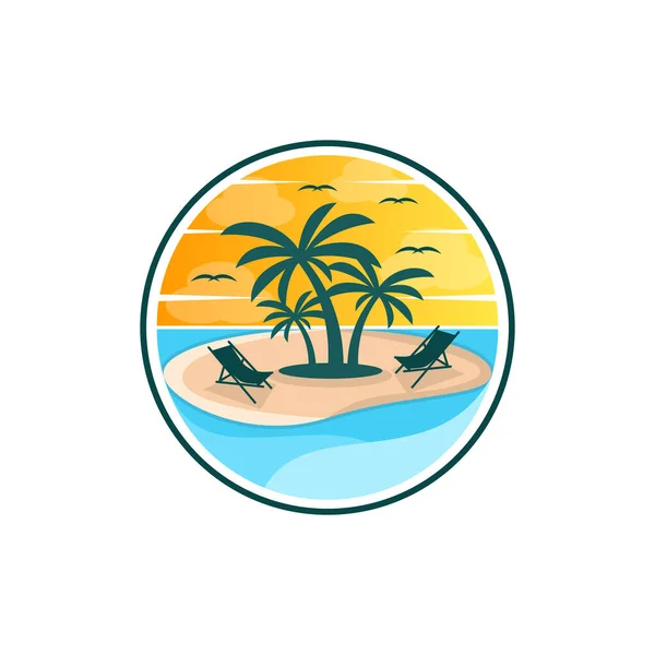 Island Resort Vector Logo Design — Wektor stockowy