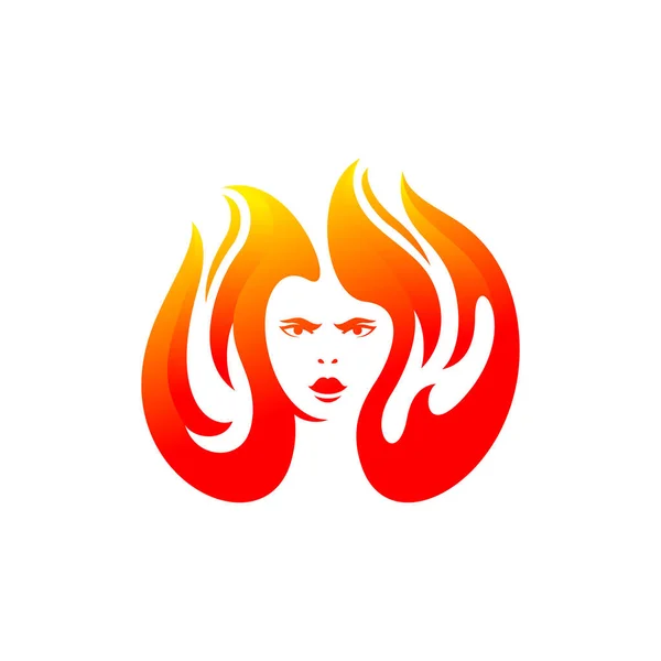 Woman Fire Vector Logo Design — Stock Vector