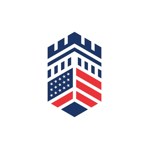 American Castle Creative Logo Design — 스톡 벡터