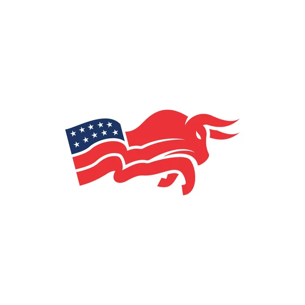Animal Bull America Logo Design — 스톡 벡터