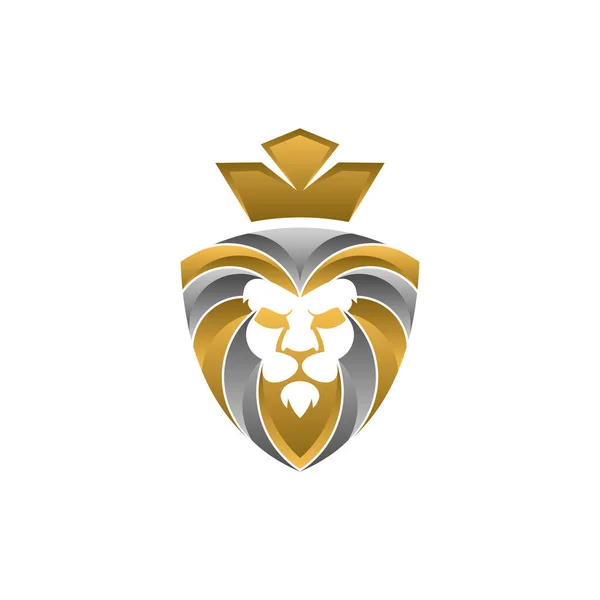 King Lion Shield Logo Design — Stockvektor