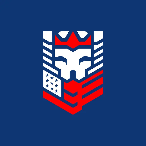 Lion Shield Flag American Logo Design — Archivo Imágenes Vectoriales