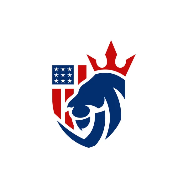 Lion Shield American Logo Design — 스톡 벡터
