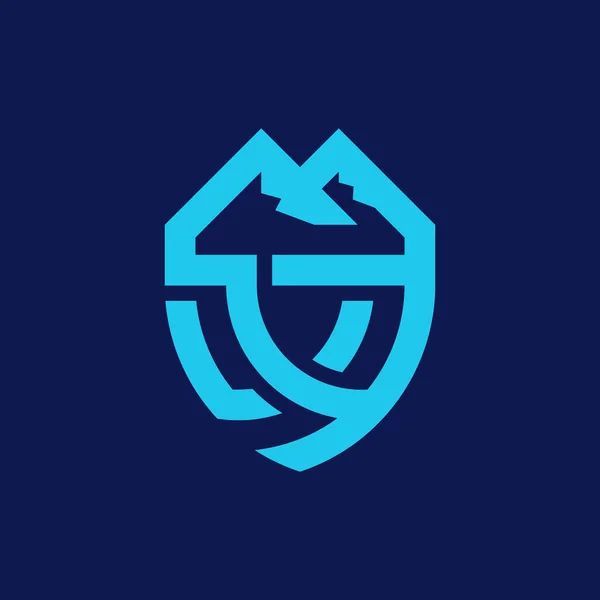 Mountain Shield Creative Logo Design — Stok Vektör