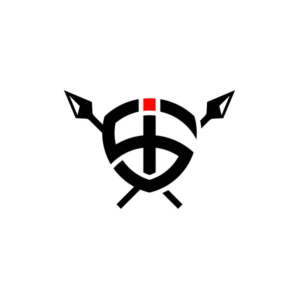 Letter Shield Spear Logo Design — Stock vektor