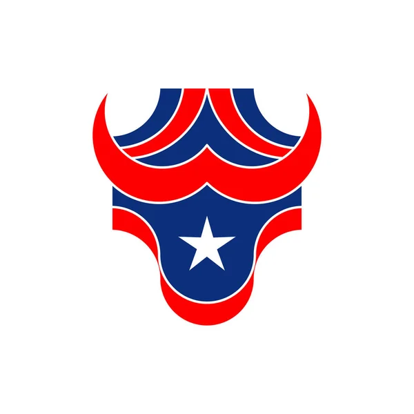 Bull Flag American Logo Design — Archivo Imágenes Vectoriales