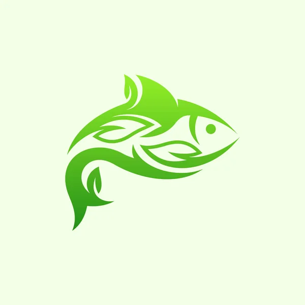 Fish Leaf Nutrition Logo Design — Stock Vector