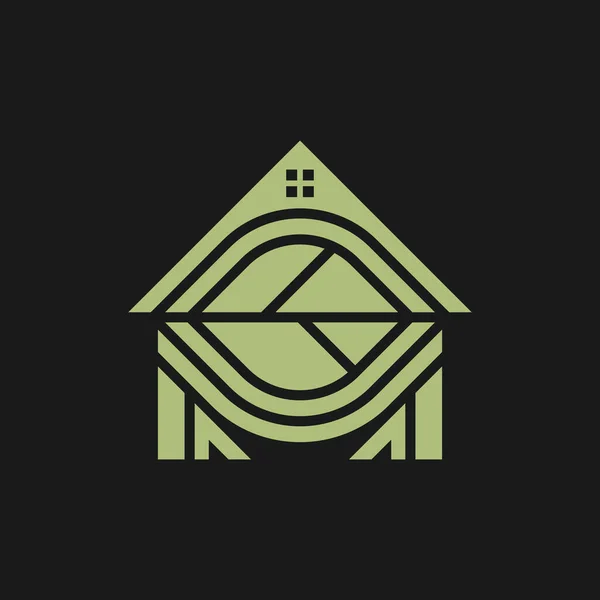 Home Leaf Minimalist Logo Design — Stok Vektör