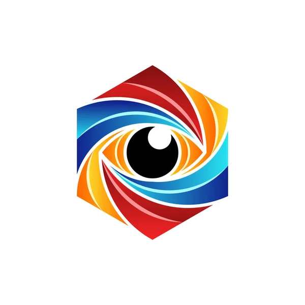 Hexagon Vision Colorful Logo Design — Archivo Imágenes Vectoriales