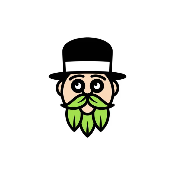 Old Man Hat Leaf Logo Design — Stockvektor