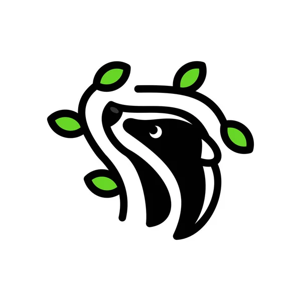 Badger Nature Leaf Logo Design — Stock vektor