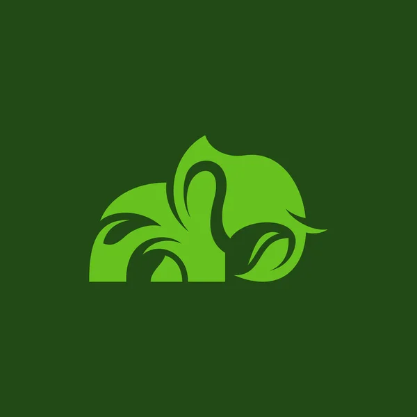 Elephant Nature Leaf Logo Design — Image vectorielle