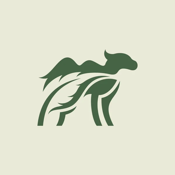 Camel Nature Leaf Logo Design — Stockvektor