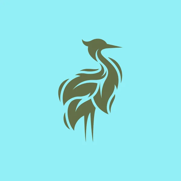 Animal Heron Leaf Logo Design — Wektor stockowy