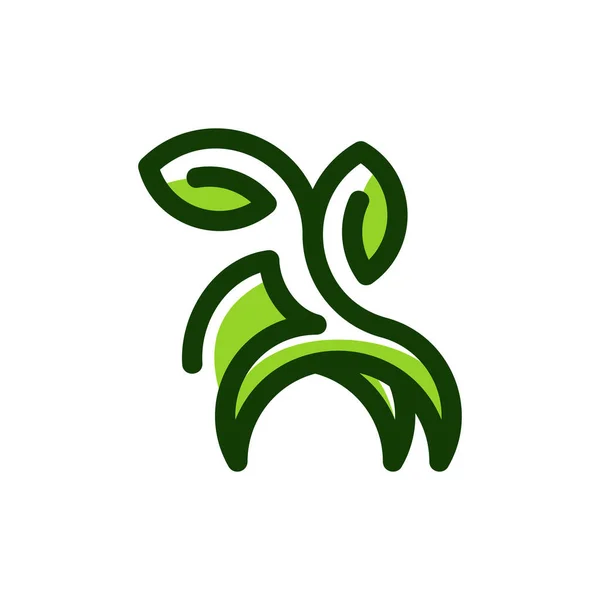 Fox Nature Leaf Line Logo Design —  Vetores de Stock