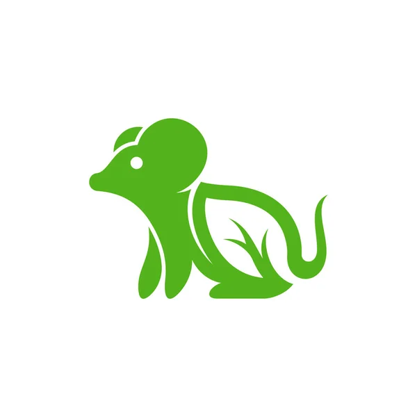 Animal Mouse Leaf Logo Design — Stock vektor
