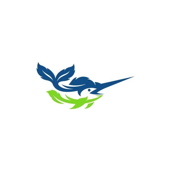 Swordfish Leaf Nature Logo Design — Wektor stockowy