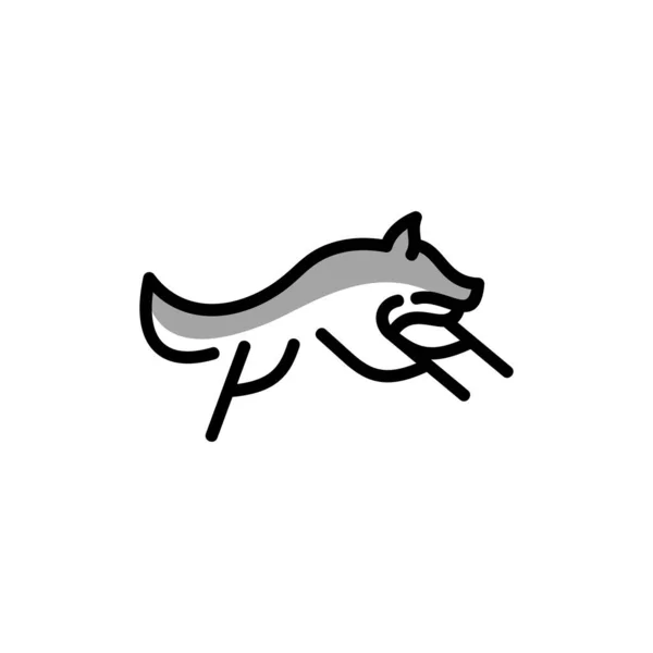 Animal Wolf Line Logo Design —  Vetores de Stock