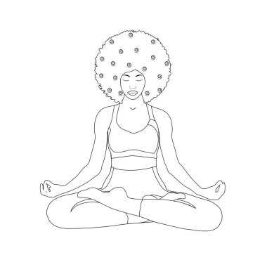 Lotus pozisyonunda oturan Afrikalı kadın