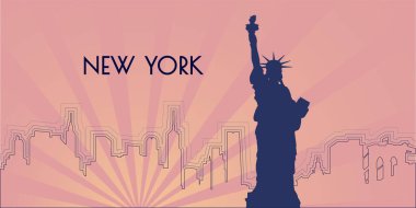 Sanat deco tarzında New York silueti ile arkaplan