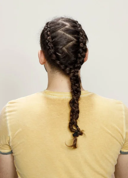 Stylish Male Model Braids Posing Studio Isolated Background Style Hairstyle — Stock Photo, Image