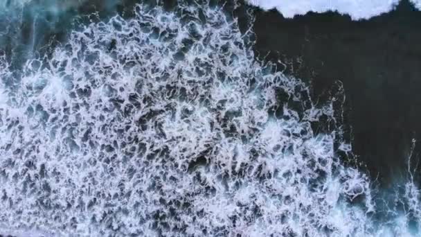 Beautiful Texture Big Power Dark Ocean Waves White Wash Aerial — Video Stock