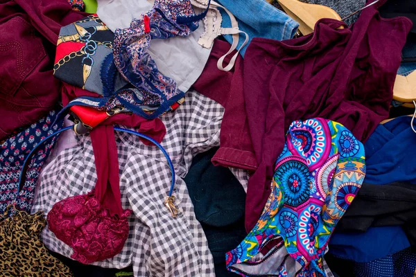 Pile Used Clothes Second Hand Recycling — Stock Photo, Image