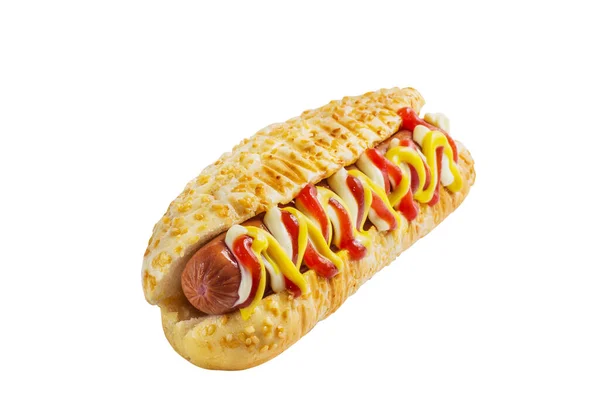 Klasické Hot Dog Bílém Pozadí — Stock fotografie
