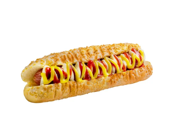 Hot Dog Classique Sur Fond Blanc — Photo