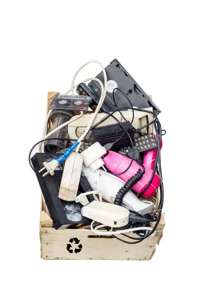 Caja Con Residuos Electrónicos Aparatos Eléctricos Domésticos — Foto de Stock