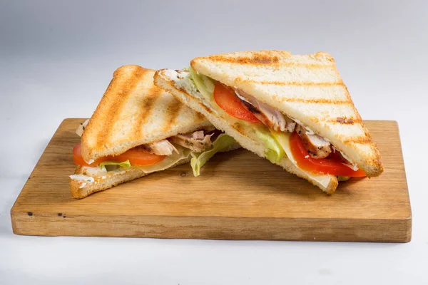 Sandwiches Una Tabla Madera — Foto de Stock