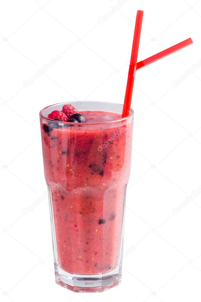 glass of smoothie on a white background