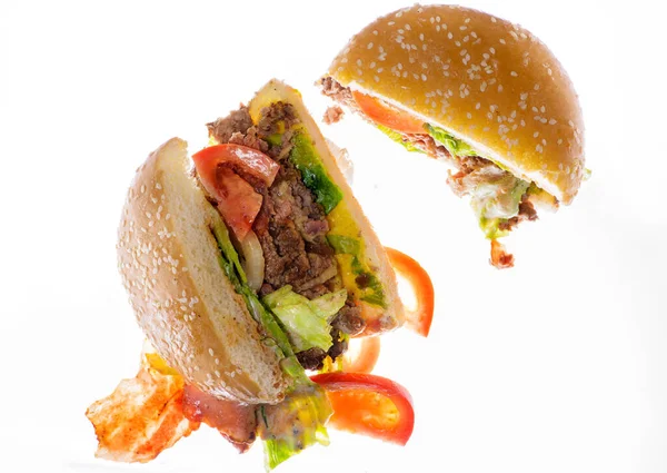 Burger Auf Einem Leuchtenden Tisch — Stockfoto