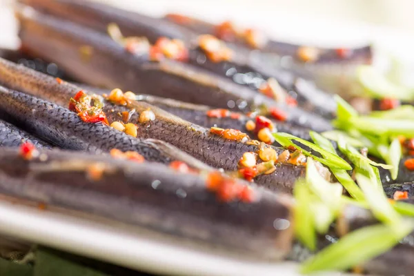 Sprat Spices Herbs Background Served Plate — Stock Photo, Image