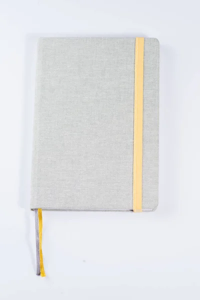 Mockup Closed Notepad Bookmarks Tape White Background — Stock Photo, Image