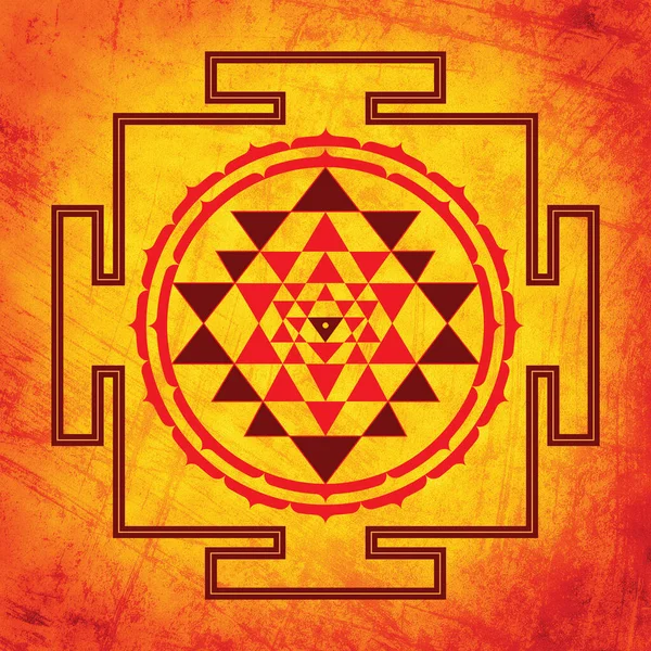 Shri Yantra Orange Background — Stock Photo, Image