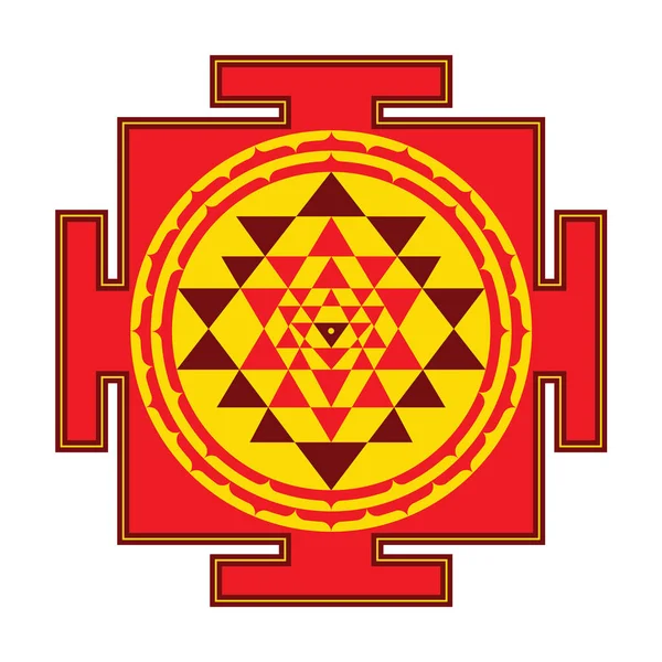 Red Yellow Shri Yantra — Stock Vector