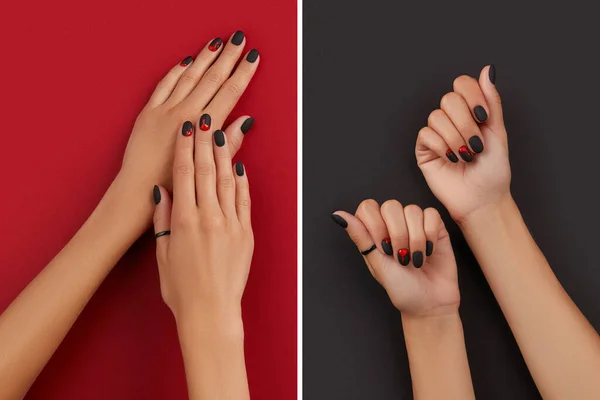 Collage con manicura de las manos femeninas y accesorios de moda —  Fotos de Stock