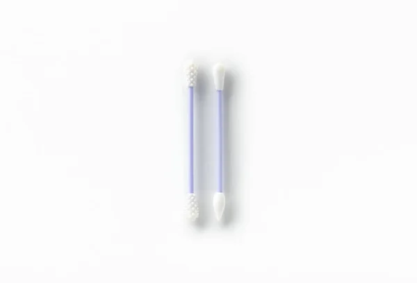 Flat lay top view reusable silicone swab buds on white background — Stock Photo, Image