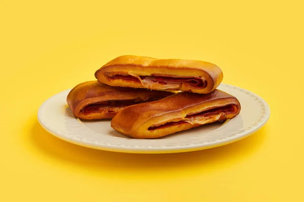 Lanche Misto Traditional Portuguese Sandwich Cheese Chorizo Tasty Breakfast Yellow —  Fotos de Stock
