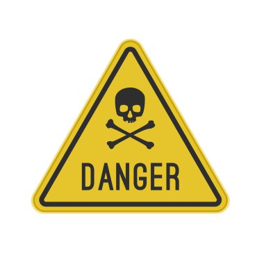 Kafatası ve çapraz kemikli sarı tabela.