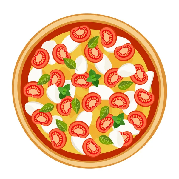 La pizza appétissante avec mozzarella et tomate — Image vectorielle