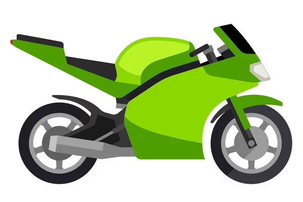 Green fast sports bike in a flat style. — Stock Vector