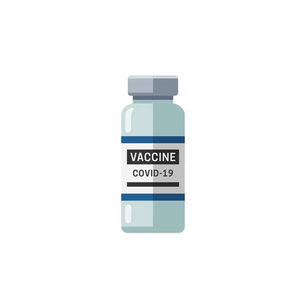 Vakcína proti koronaviru covid-19. Ikona ploché injekční lahvičky — Stockový vektor